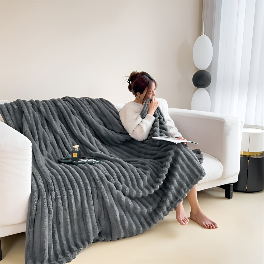 Ultra-mjuk Fleece-Kosheldecke med Elastiska Ränder - Mångsidig filt för Vardagsrum, Sovrum och Resor