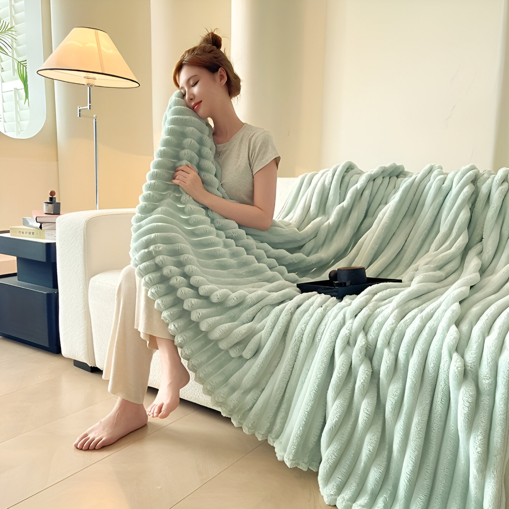 Ultra-mjuk Fleece-Kosheldecke med Elastiska Ränder - Mångsidig filt för Vardagsrum, Sovrum och Resor