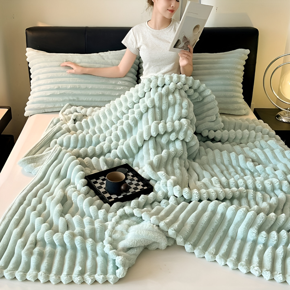 Ultra-mjuk Fleece-Kosheldecke med Elastiska Ränder - Mångsidig filt för Vardagsrum, Sovrum och Resor