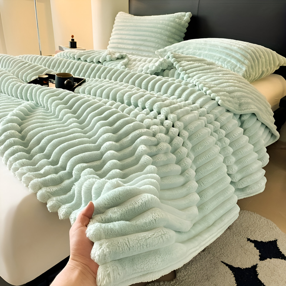 Ultra-mjuk Fleece-Kosheldecke med Elastiska Ränder - Mångsidig filt för Vardagsrum, Sovrum och Resor