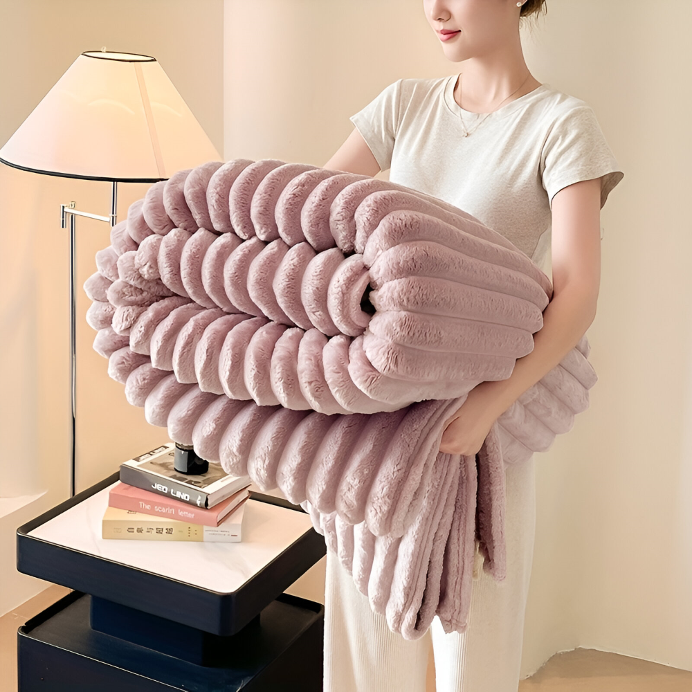 Ultra-mjuk Fleece-Kosheldecke med Elastiska Ränder - Mångsidig filt för Vardagsrum, Sovrum och Resor