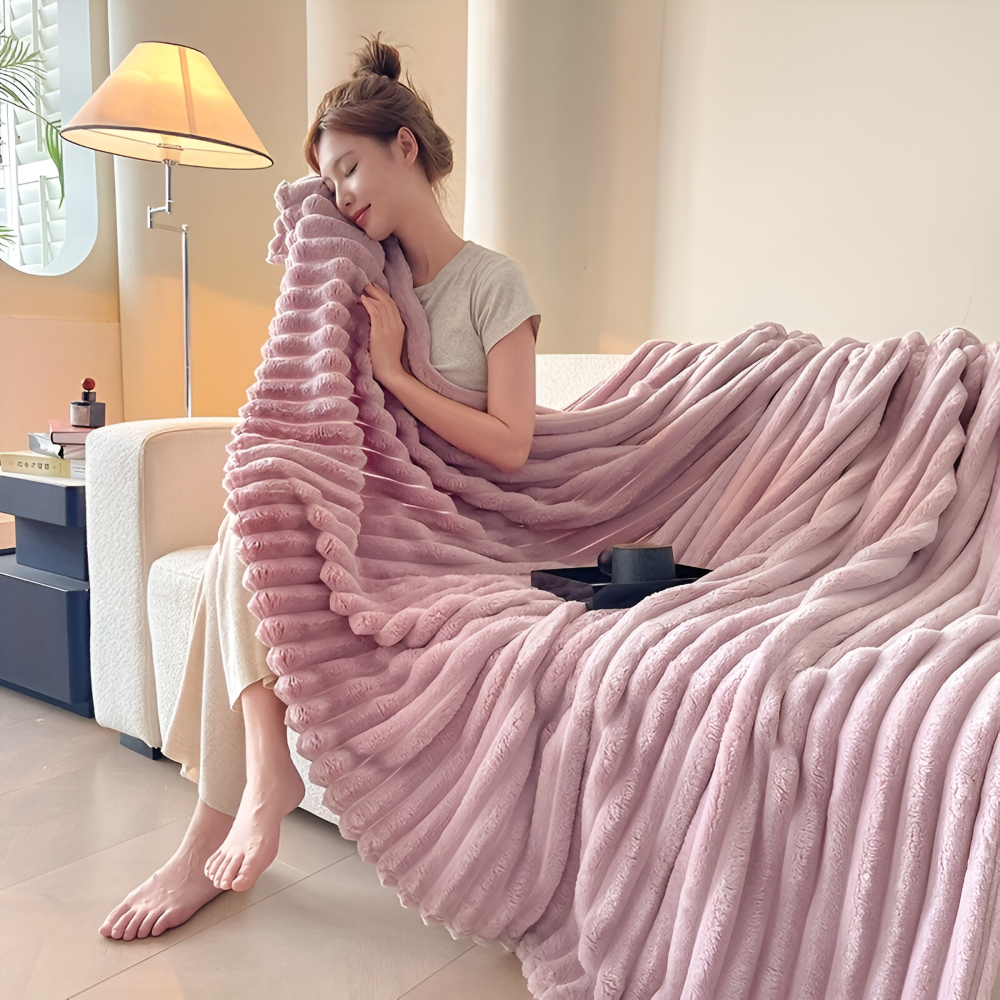 Ultra-mjuk Fleece-Kosheldecke med Elastiska Ränder - Mångsidig filt för Vardagsrum, Sovrum och Resor