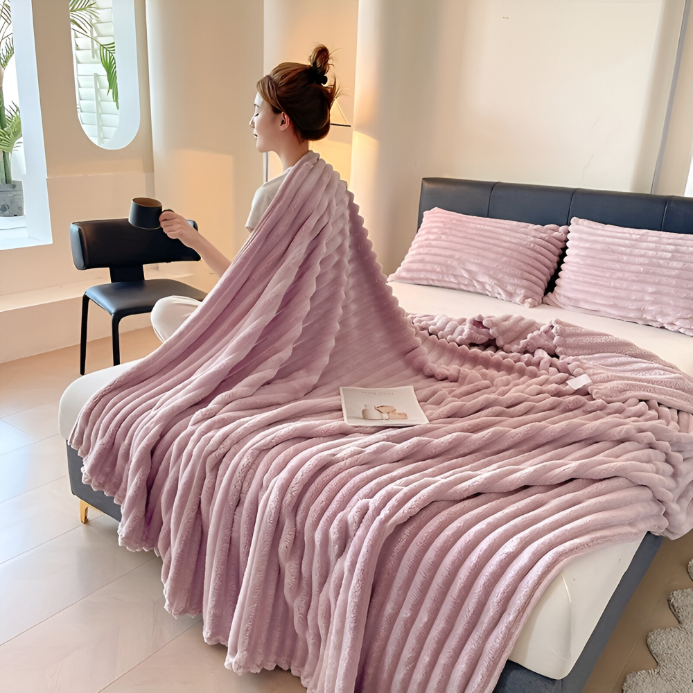 Ultra-mjuk Fleece-Kosheldecke med Elastiska Ränder - Mångsidig filt för Vardagsrum, Sovrum och Resor