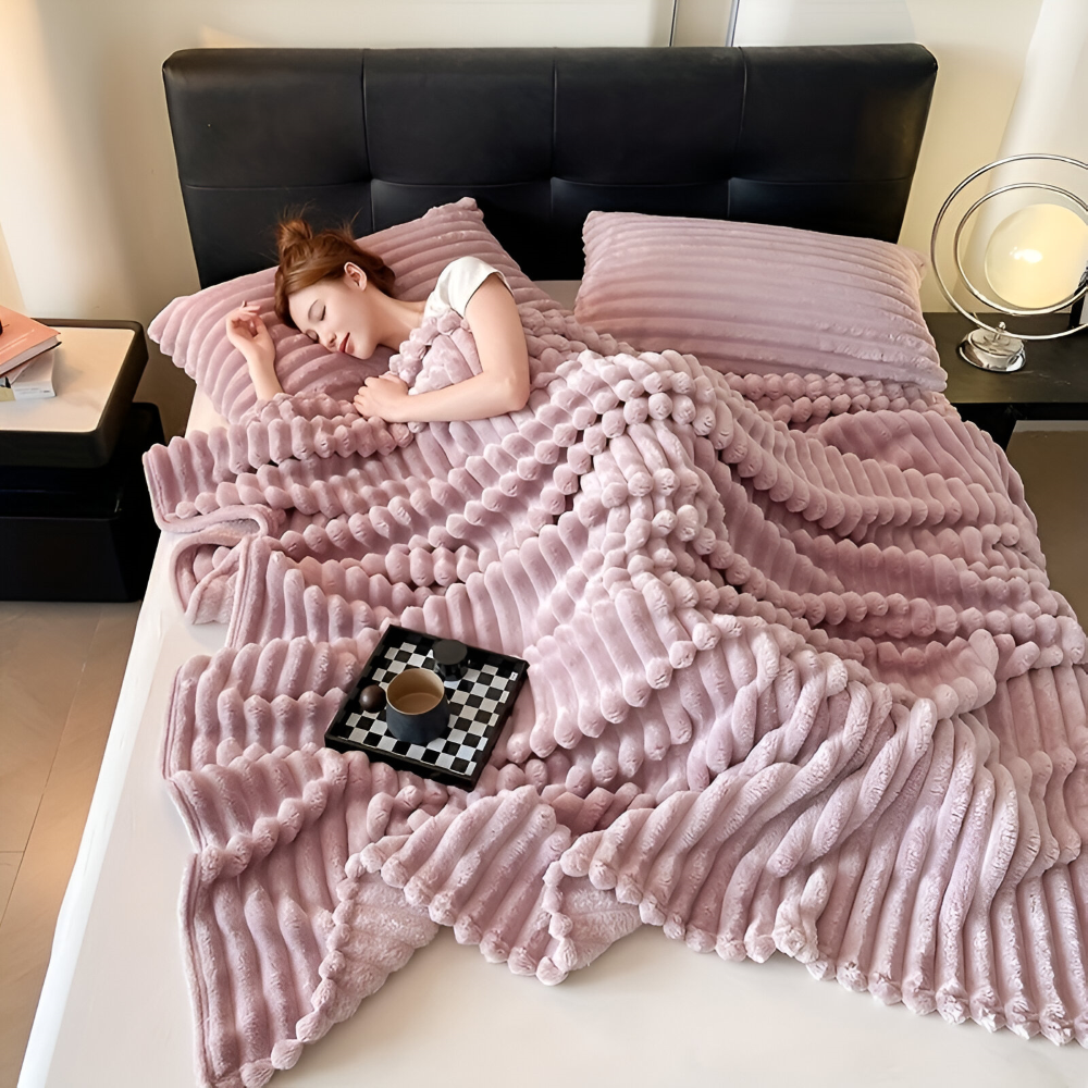 Ultra-mjuk Fleece-Kosheldecke med Elastiska Ränder - Mångsidig filt för Vardagsrum, Sovrum och Resor