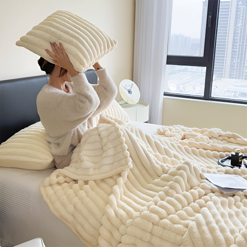 Ultra-mjuk Fleece-Kosheldecke med Elastiska Ränder - Mångsidig filt för Vardagsrum, Sovrum och Resor