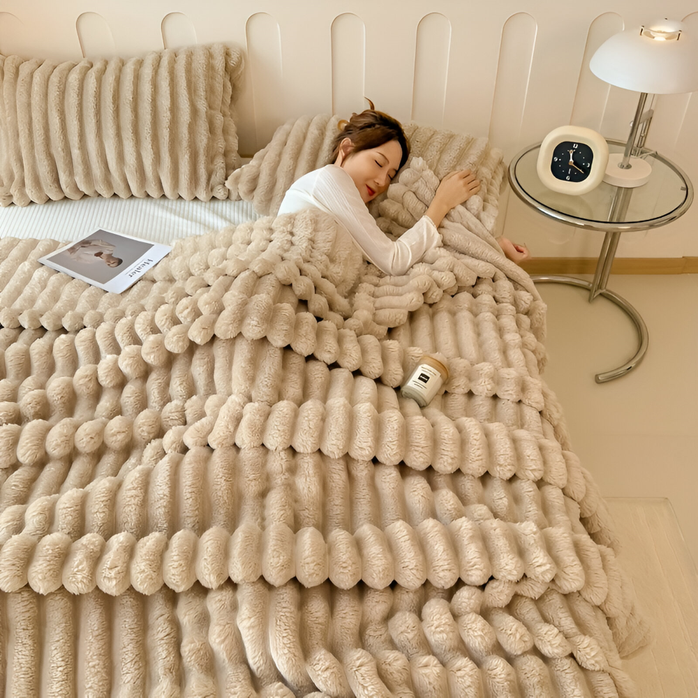 Ultra-mjuk Fleece-Kosheldecke med Elastiska Ränder - Mångsidig filt för Vardagsrum, Sovrum och Resor