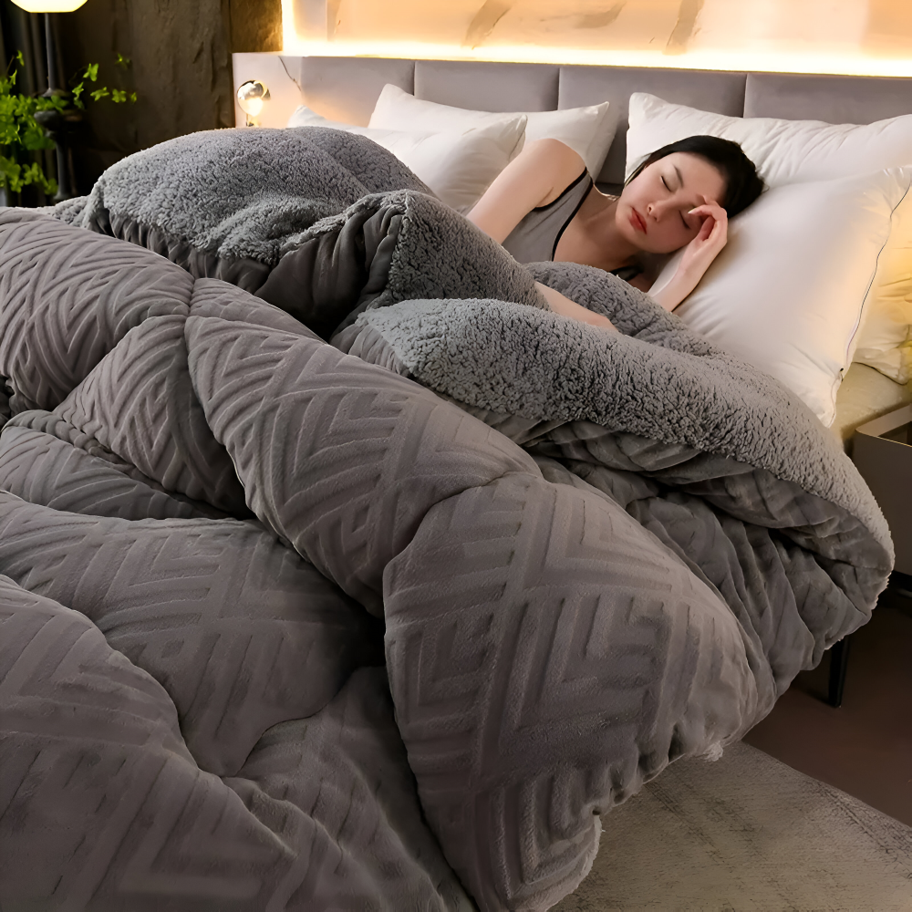 Ultra Fluff Täcke - Maskintvättbart Dubbelsidigt Plyschtäcke för Alla Årstider - Stilig Fleece Täcke