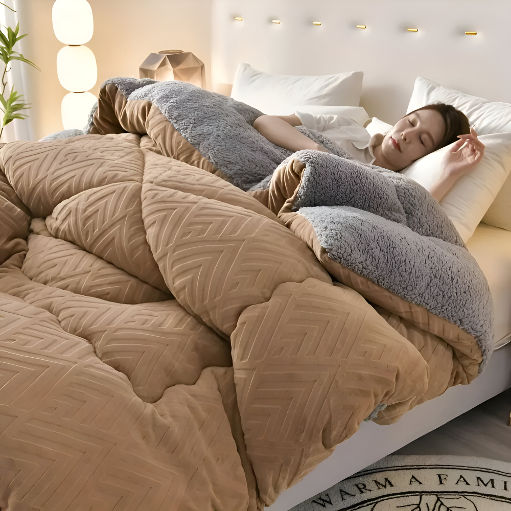 Ultra Fluff Täcke - Maskintvättbart Dubbelsidigt Plyschtäcke för Alla Årstider - Stilig Fleece Täcke