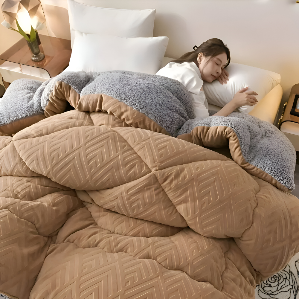Ultra Fluff Täcke - Maskintvättbart Dubbelsidigt Plyschtäcke för Alla Årstider - Stilig Fleece Täcke