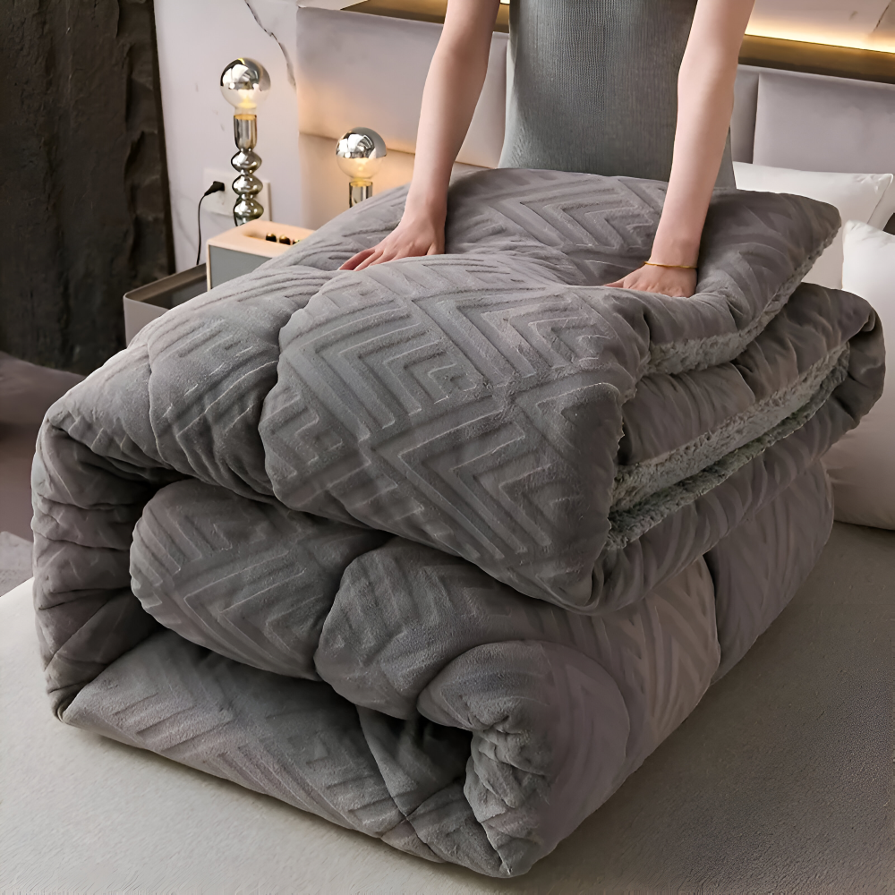 Ultra Fluff Täcke - Maskintvättbart Dubbelsidigt Plyschtäcke för Alla Årstider - Stilig Fleece Täcke