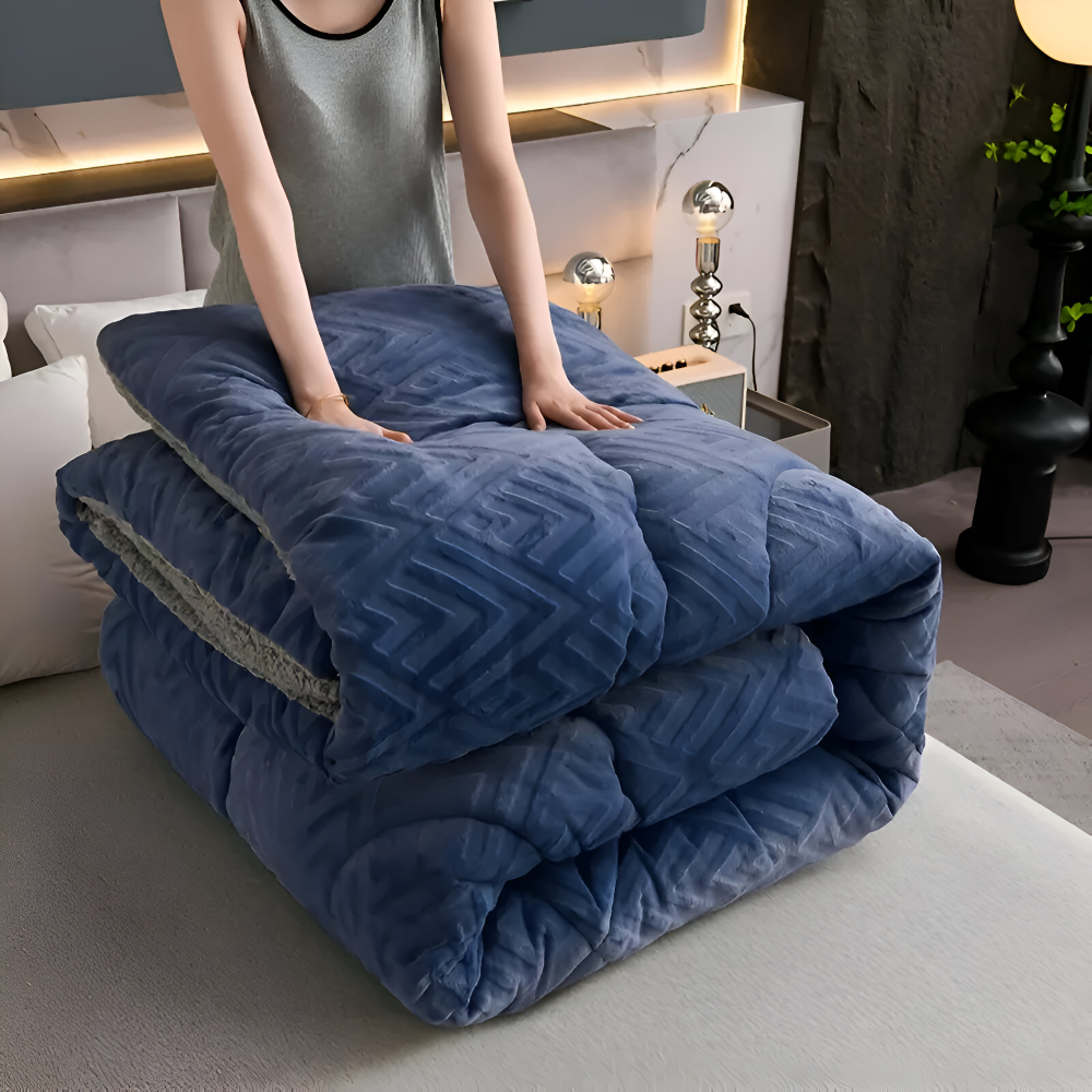 Ultra Fluff Täcke - Maskintvättbart Dubbelsidigt Plyschtäcke för Alla Årstider - Stilig Fleece Täcke