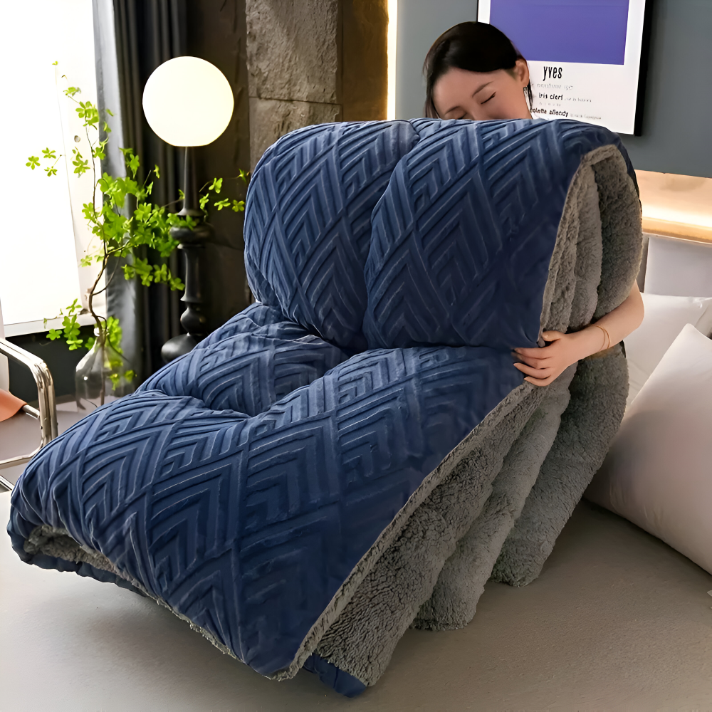 Ultra Fluff Täcke - Maskintvättbart Dubbelsidigt Plyschtäcke för Alla Årstider - Stilig Fleece Täcke