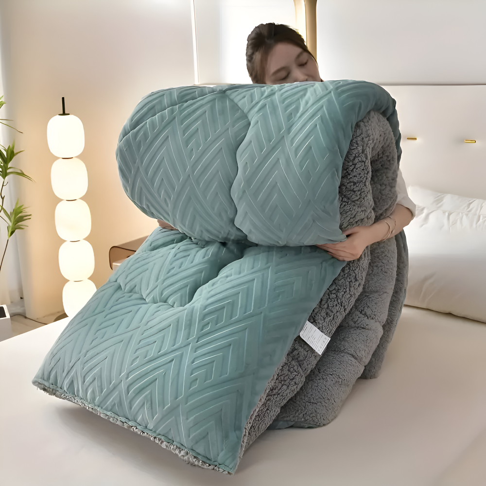 Ultra Fluff Täcke - Maskintvättbart Dubbelsidigt Plyschtäcke för Alla Årstider - Stilig Fleece Täcke