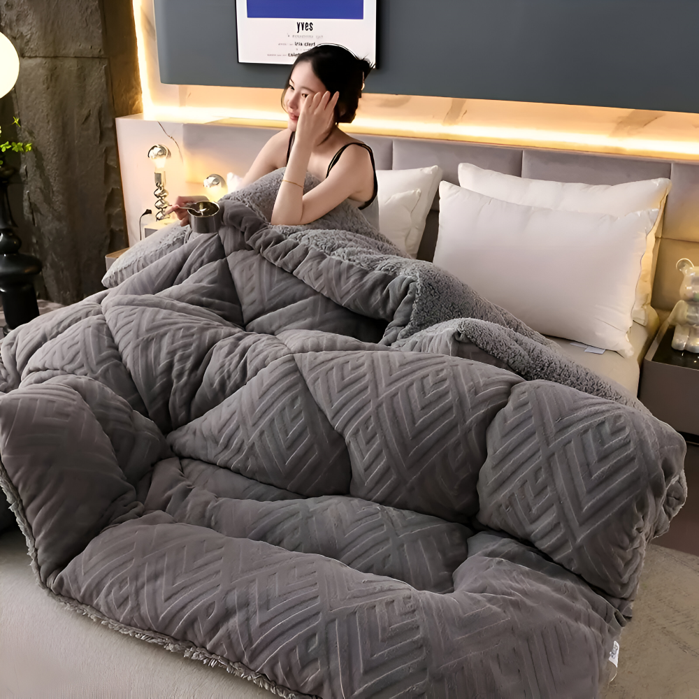 Ultra Fluff Täcke - Maskintvättbart Dubbelsidigt Plyschtäcke för Alla Årstider - Stilig Fleece Täcke