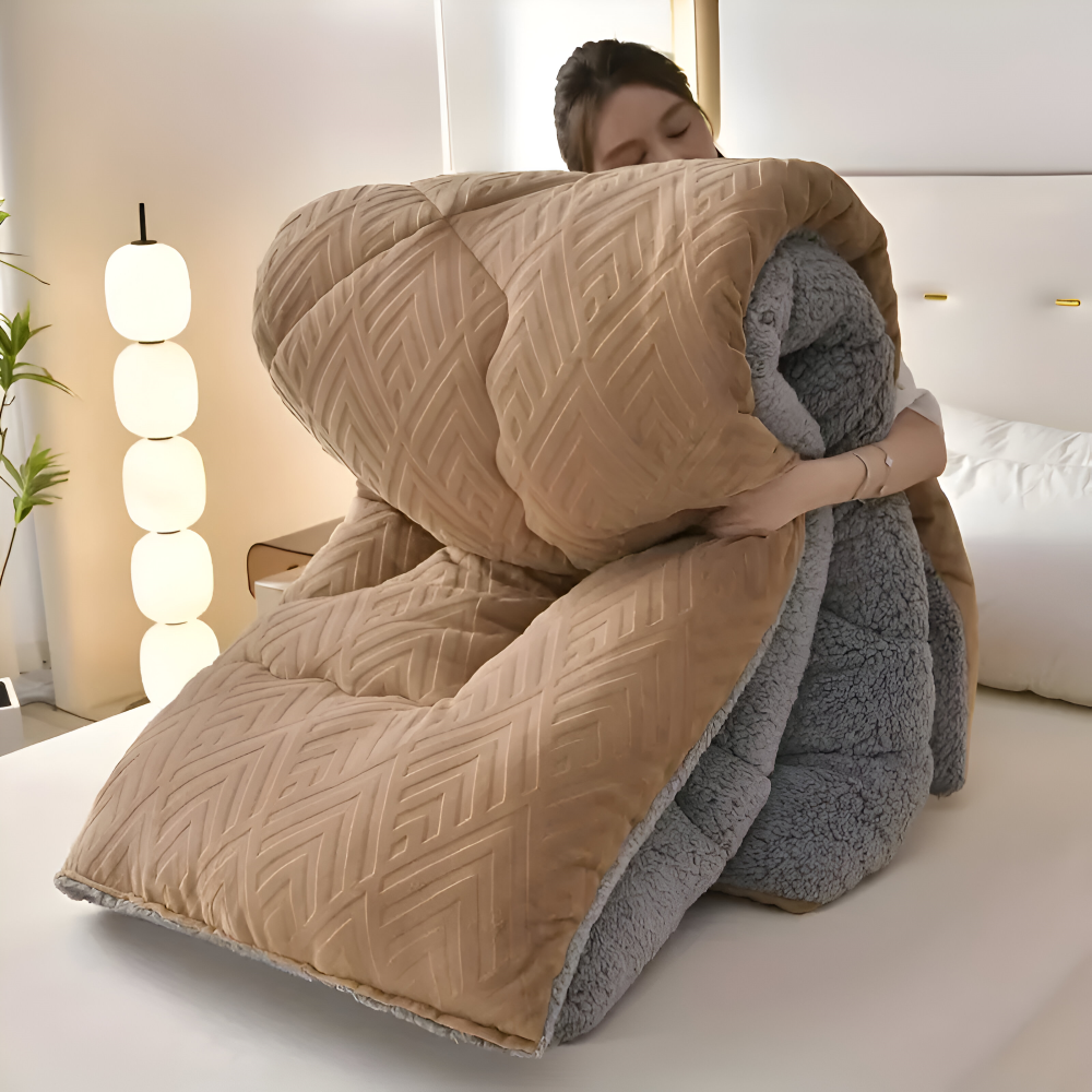 Ultra Fluff Täcke - Maskintvättbart Dubbelsidigt Plyschtäcke för Alla Årstider - Stilig Fleece Täcke