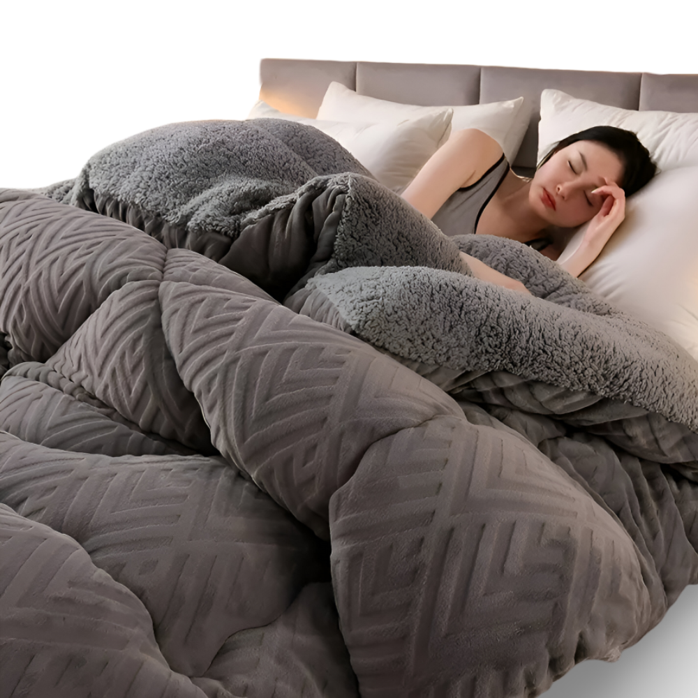Ultra Fluff Täcke - Maskintvättbart Dubbelsidigt Plyschtäcke för Alla Årstider - Stilig Fleece Täcke