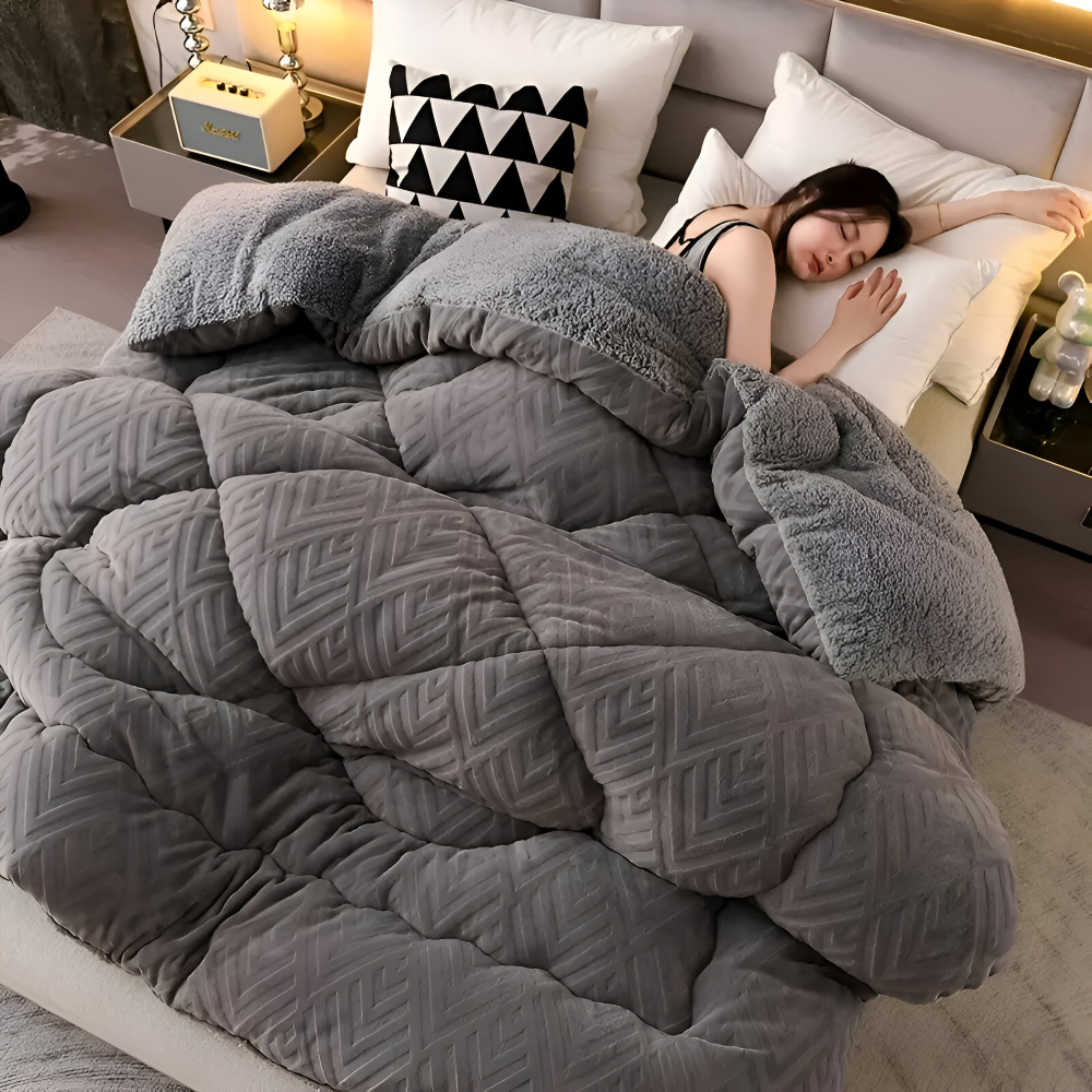 Ultra Fluff Täcke - Maskintvättbart Dubbelsidigt Plyschtäcke för Alla Årstider - Stilig Fleece Täcke