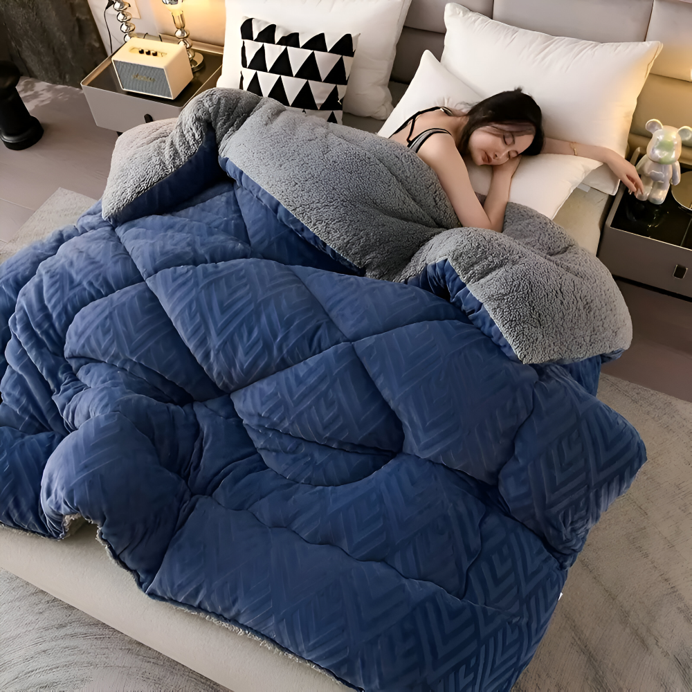 Ultra Fluff Täcke - Maskintvättbart Dubbelsidigt Plyschtäcke för Alla Årstider - Stilig Fleece Täcke