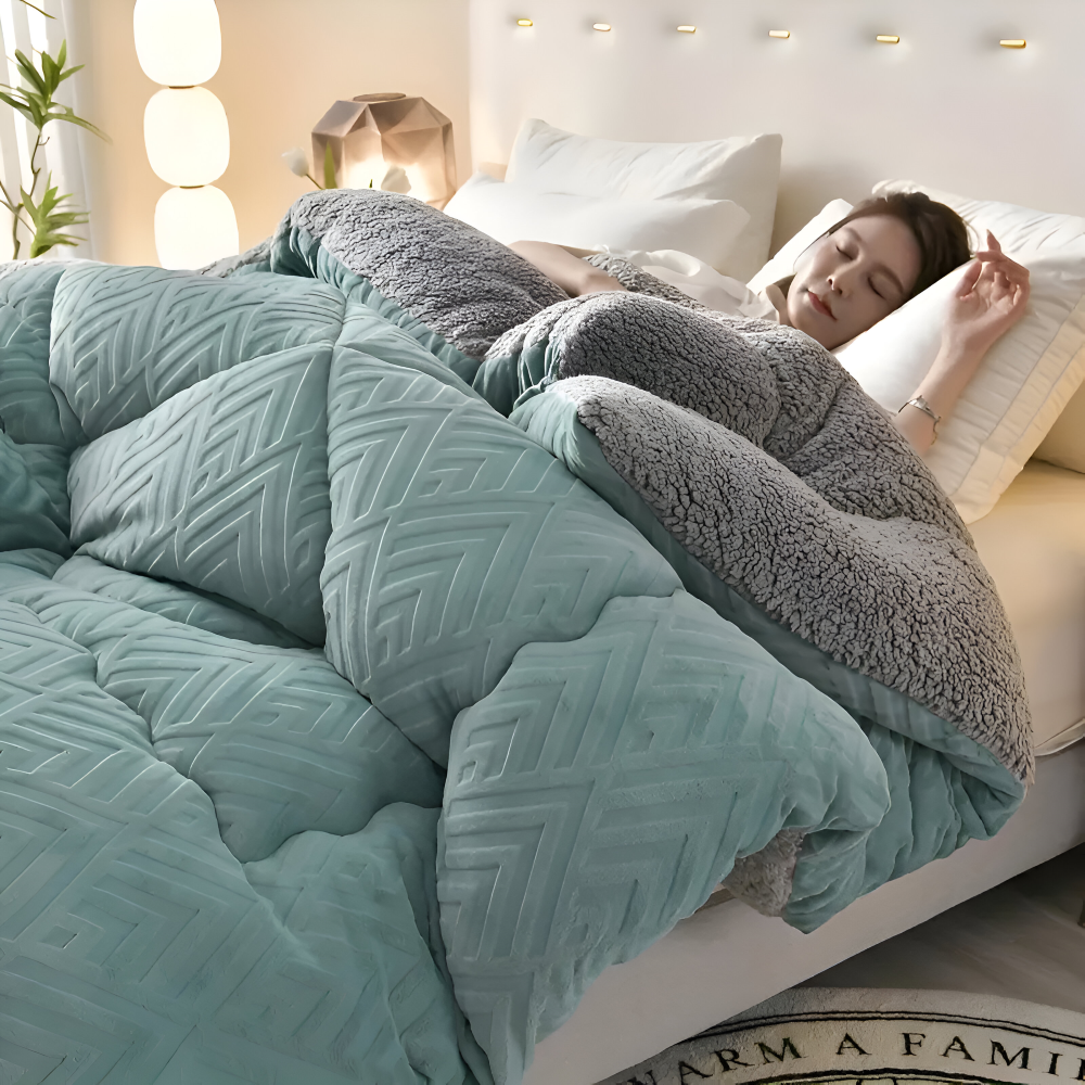 Ultra Fluff Täcke - Maskintvättbart Dubbelsidigt Plyschtäcke för Alla Årstider - Stilig Fleece Täcke