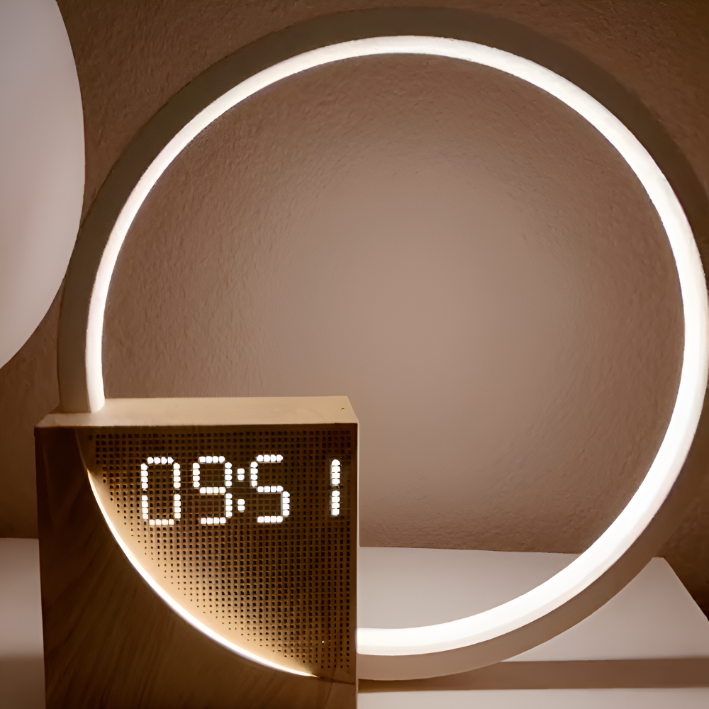 UnivSync - Multifunktionell nattlampa med USB-port, snooze-funktion och väckarljus