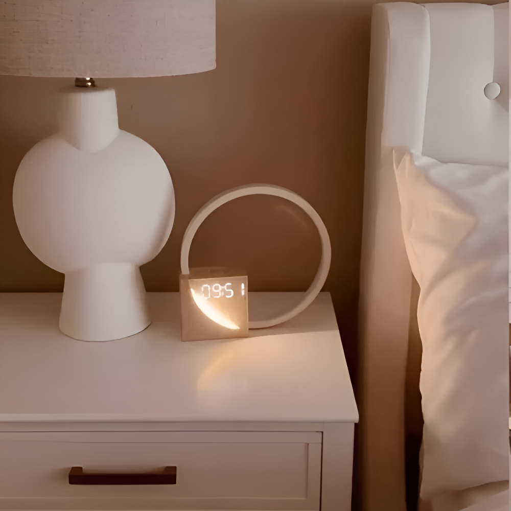 UnivSync - Multifunktionell nattlampa med USB-port, snooze-funktion och väckarljus