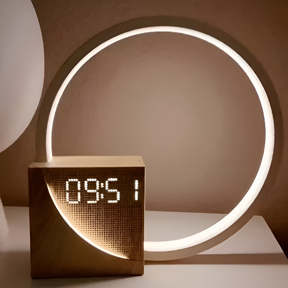UnivSync - Multifunktionell nattlampa med USB-port, snooze-funktion och väckarljus