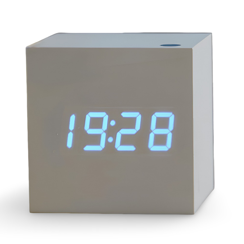 Digital LED Väckarklocka - Kubklocka - Träklocka
