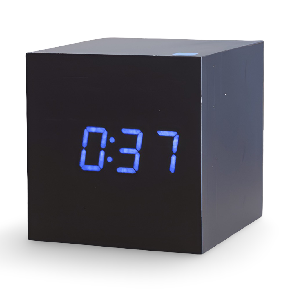 Digital LED Väckarklocka - Kubklocka - Träklocka