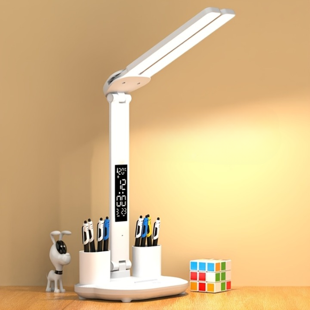 Mångsidig Dubbelhuvud LED Skrivbordslampa med Touchkontroll - Fällbar USB-driven Bordslampa