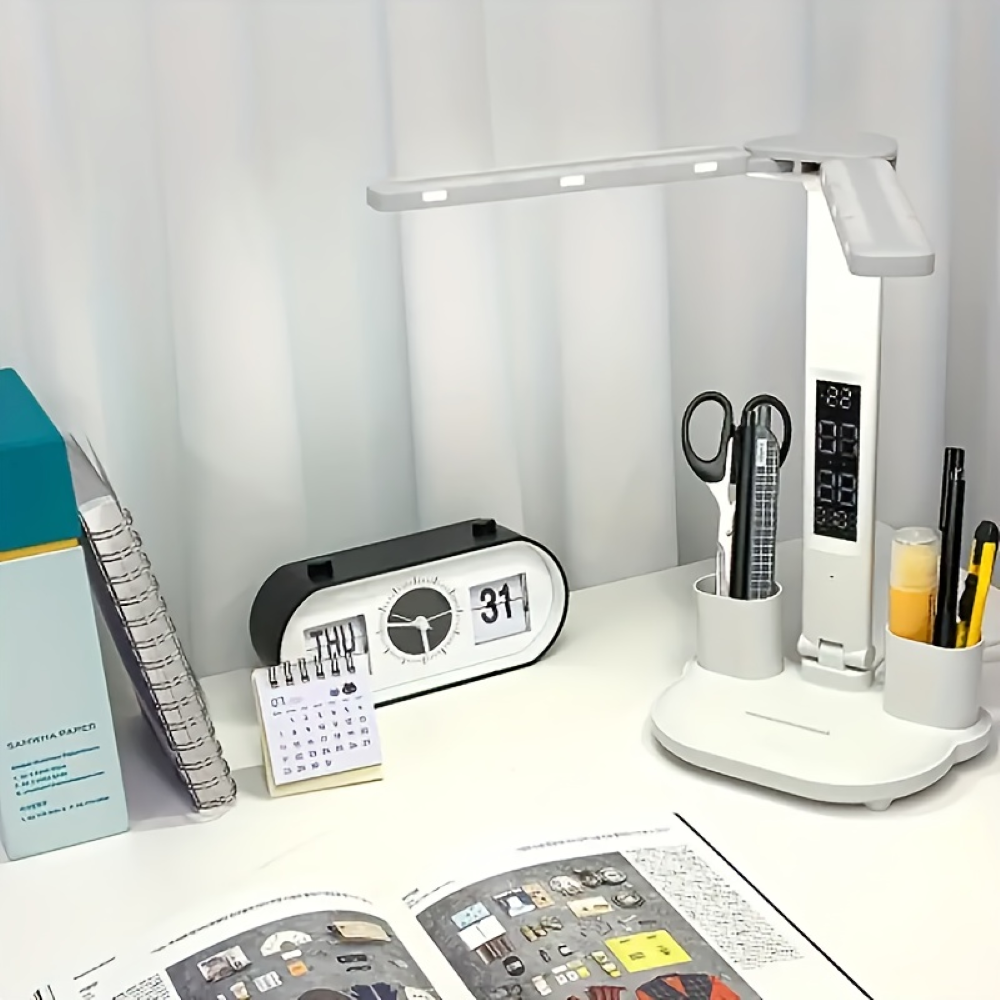 Mångsidig Dubbelhuvud LED Skrivbordslampa med Touchkontroll - Fällbar USB-driven Bordslampa