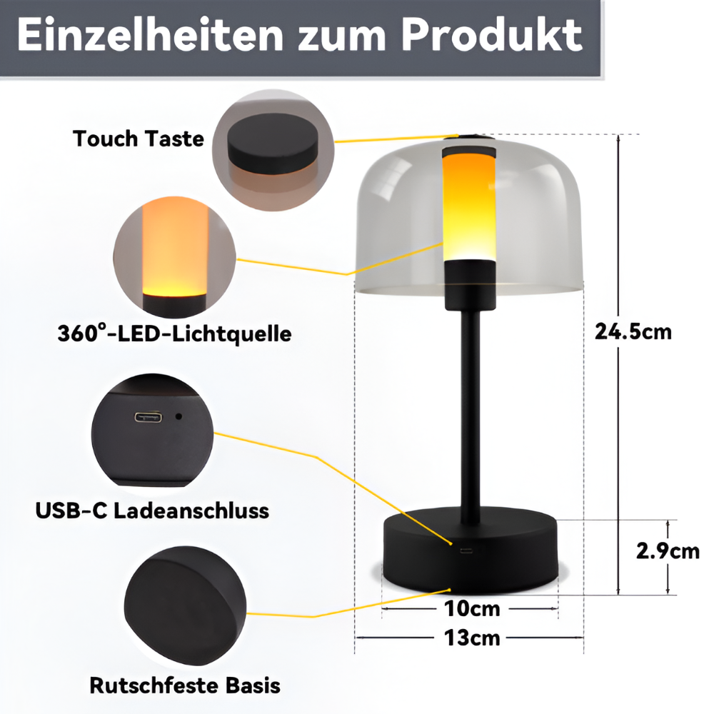 Mångsidig Touch Sensitive LED Nattdukslamp med Metallbas och Akrylskärm - USB-laddning och justerbara färgtemperaturer Bordslampa