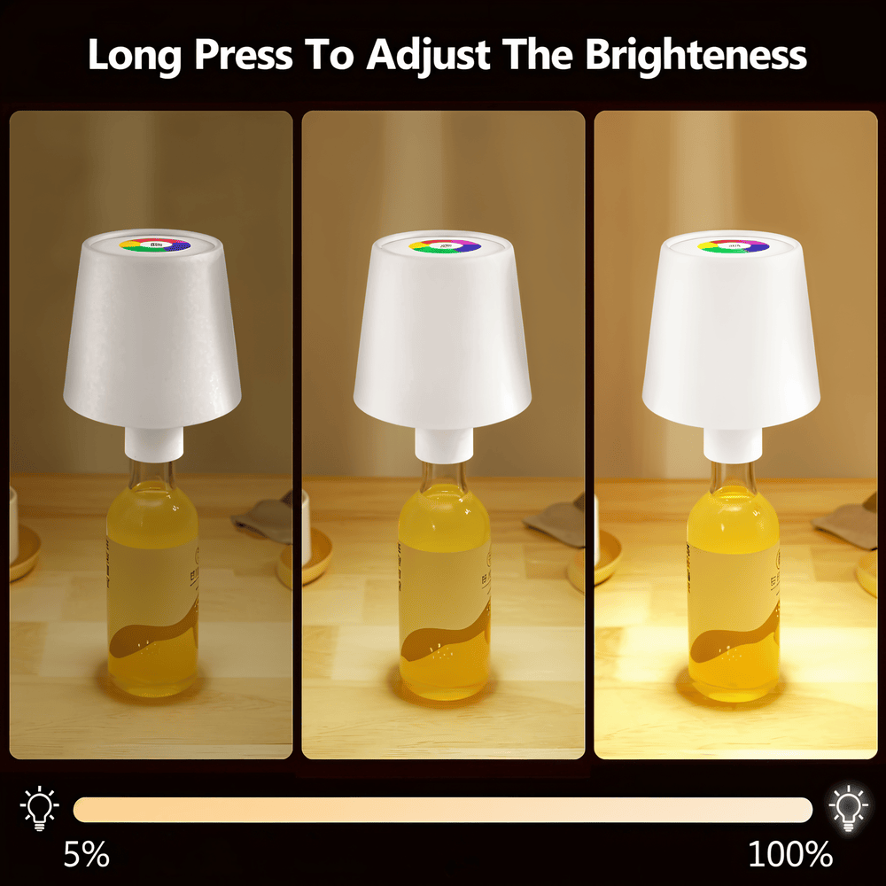 VinoGlint Bordslampa-Portabel Dimbar Vinflasklampa