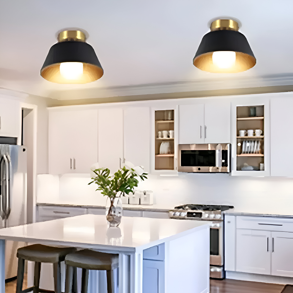 VintaFlash Taklampa - Metallic Retro Svart & Vit LED Taklampa