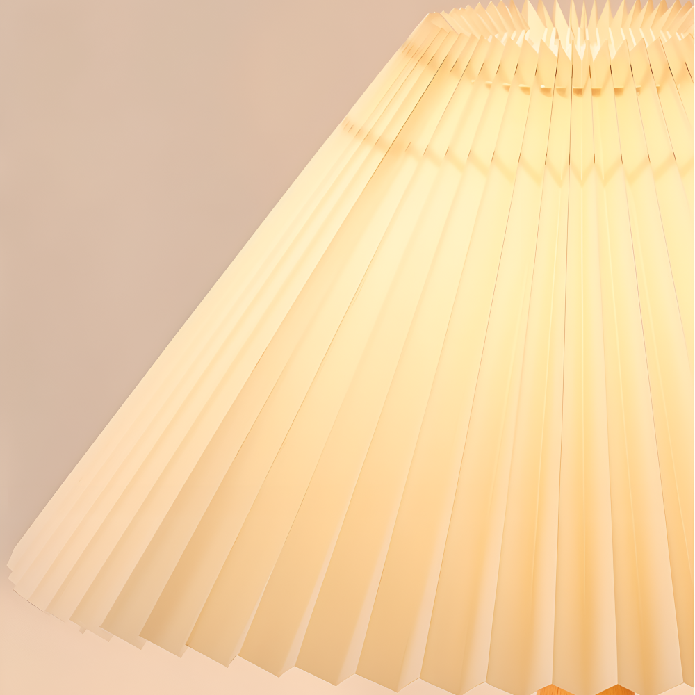 Vintage Bordslampa - Plisserad Bordslampa med Träfot