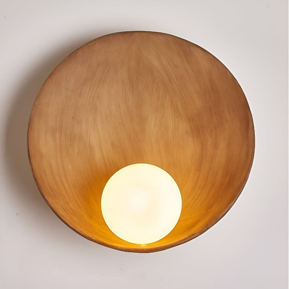 Vägglampa med Vit Pärla - Vit Vägglampa - Rund Wabi-Sabi-Belysning