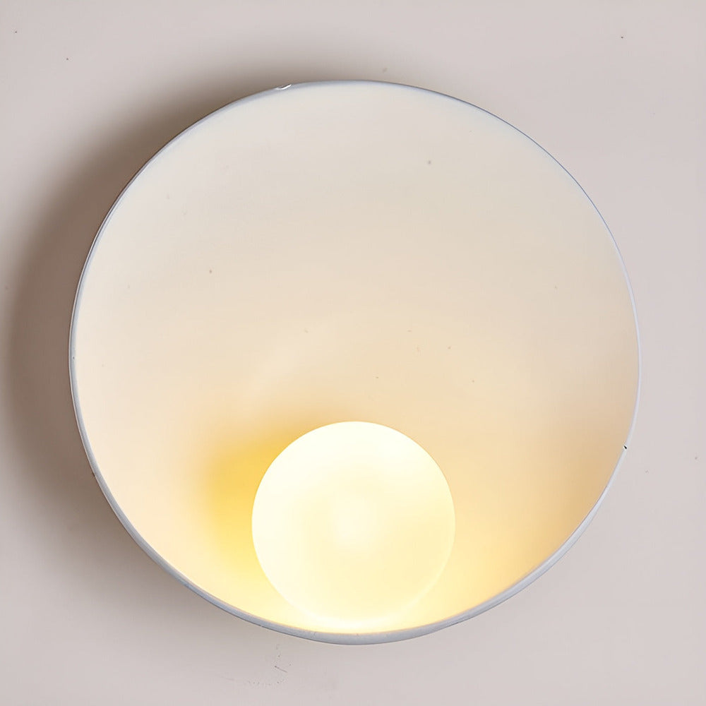 Vägglampa med Vit Pärla - Vit Vägglampa - Rund Wabi-Sabi-Belysning