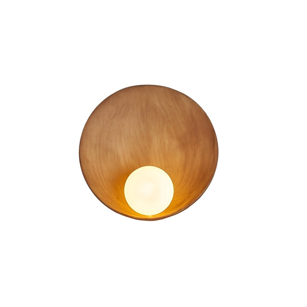 Vägglampa med Vit Pärla - Vit Vägglampa - Rund Wabi-Sabi-Belysning