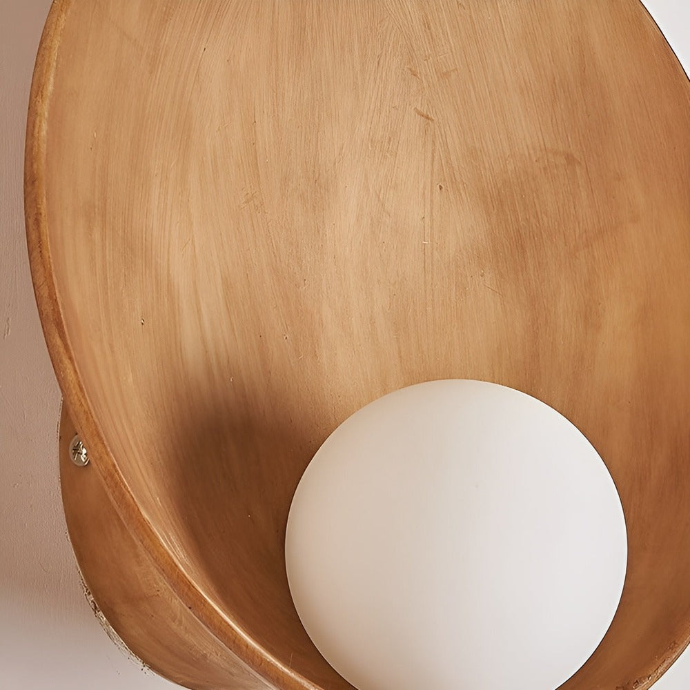 Vägglampa med Vit Pärla - Vit Vägglampa - Rund Wabi-Sabi-Belysning