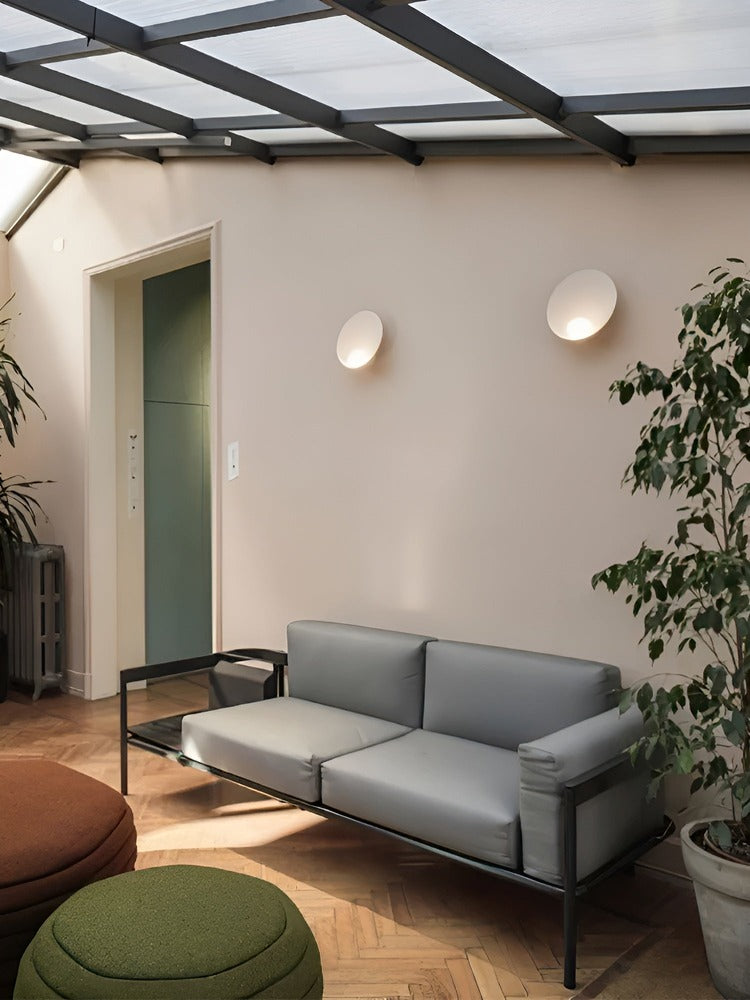 Vägglampa med Vit Pärla - Vit Vägglampa - Rund Wabi-Sabi-Belysning