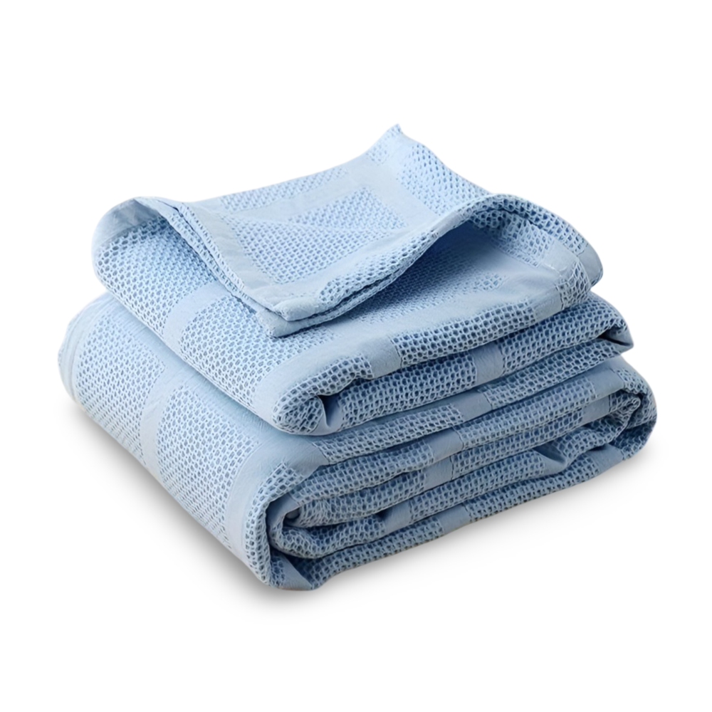WaffleCloud Pläd - Hypoallergen Bomull Fleece Filt - Mjuk Twill Vävda Filt