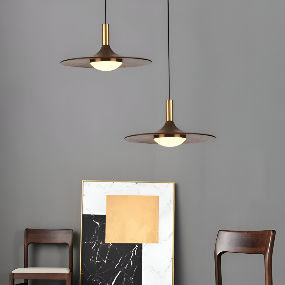 Valnöt Pendellampa - Runda Trähänglampor - Nordisk LED Lampa