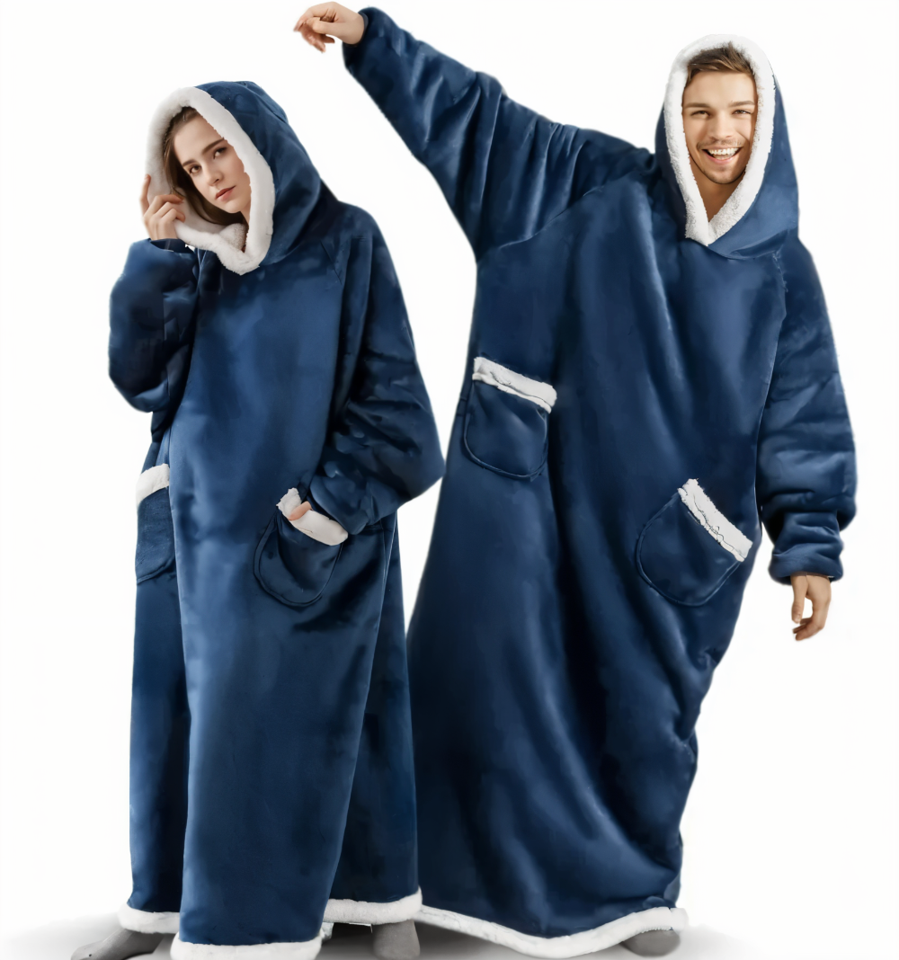 WarmWrap Hoodie Filt - Pläd i överstorlek med huva och ficka