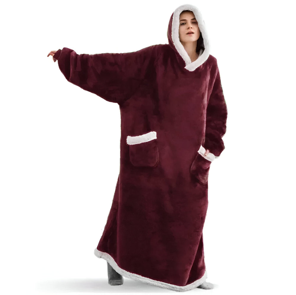 WarmWrap Hoodie Filt - Pläd i överstorlek med huva och ficka
