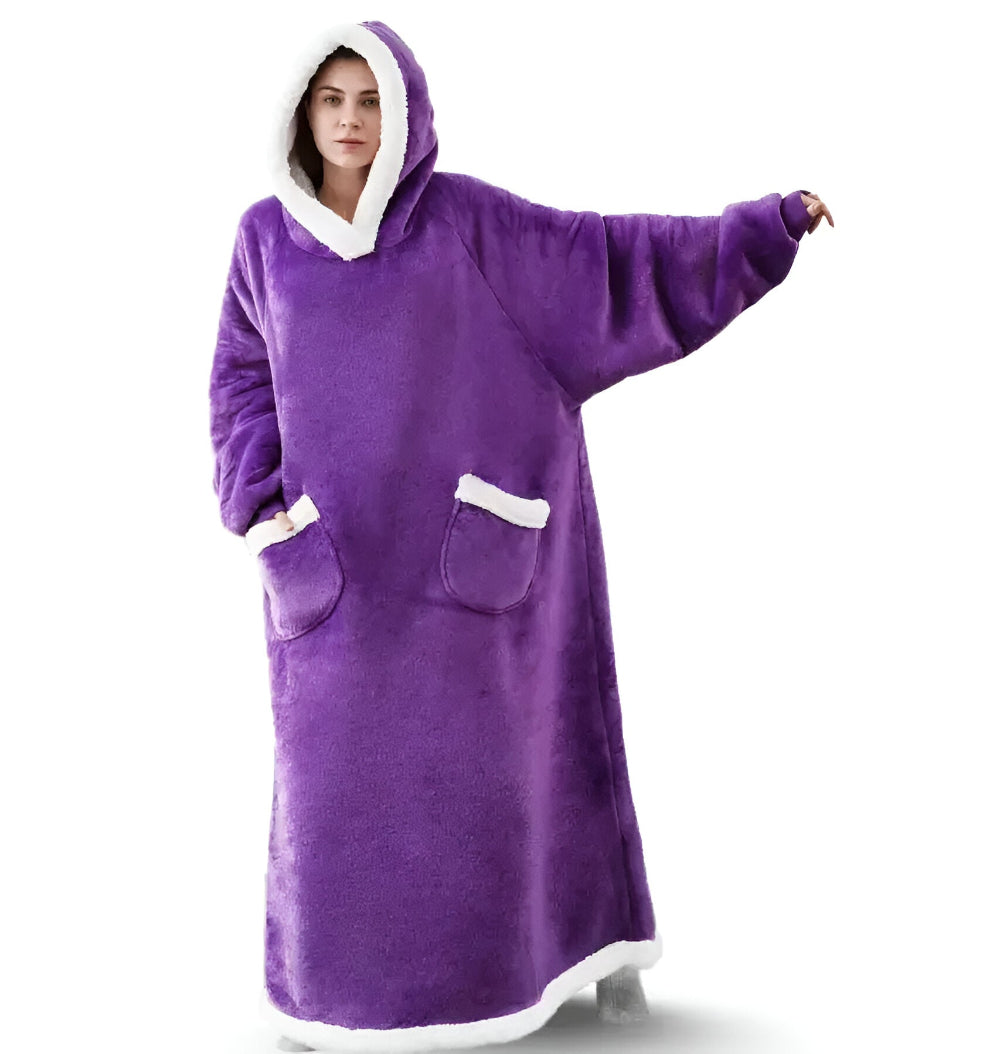 WarmWrap Hoodie Filt - Pläd i överstorlek med huva och ficka