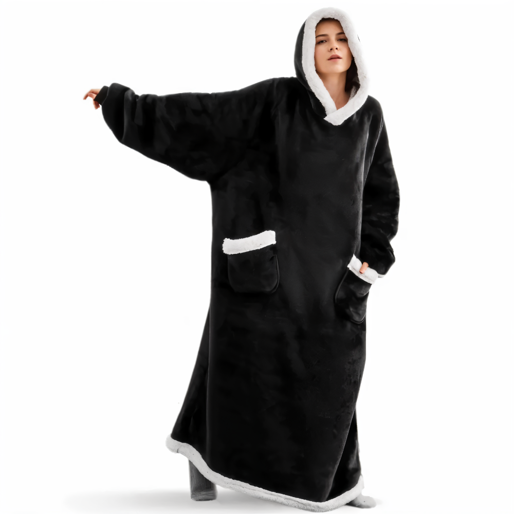 WarmWrap Hoodie Filt - Pläd i överstorlek med huva och ficka