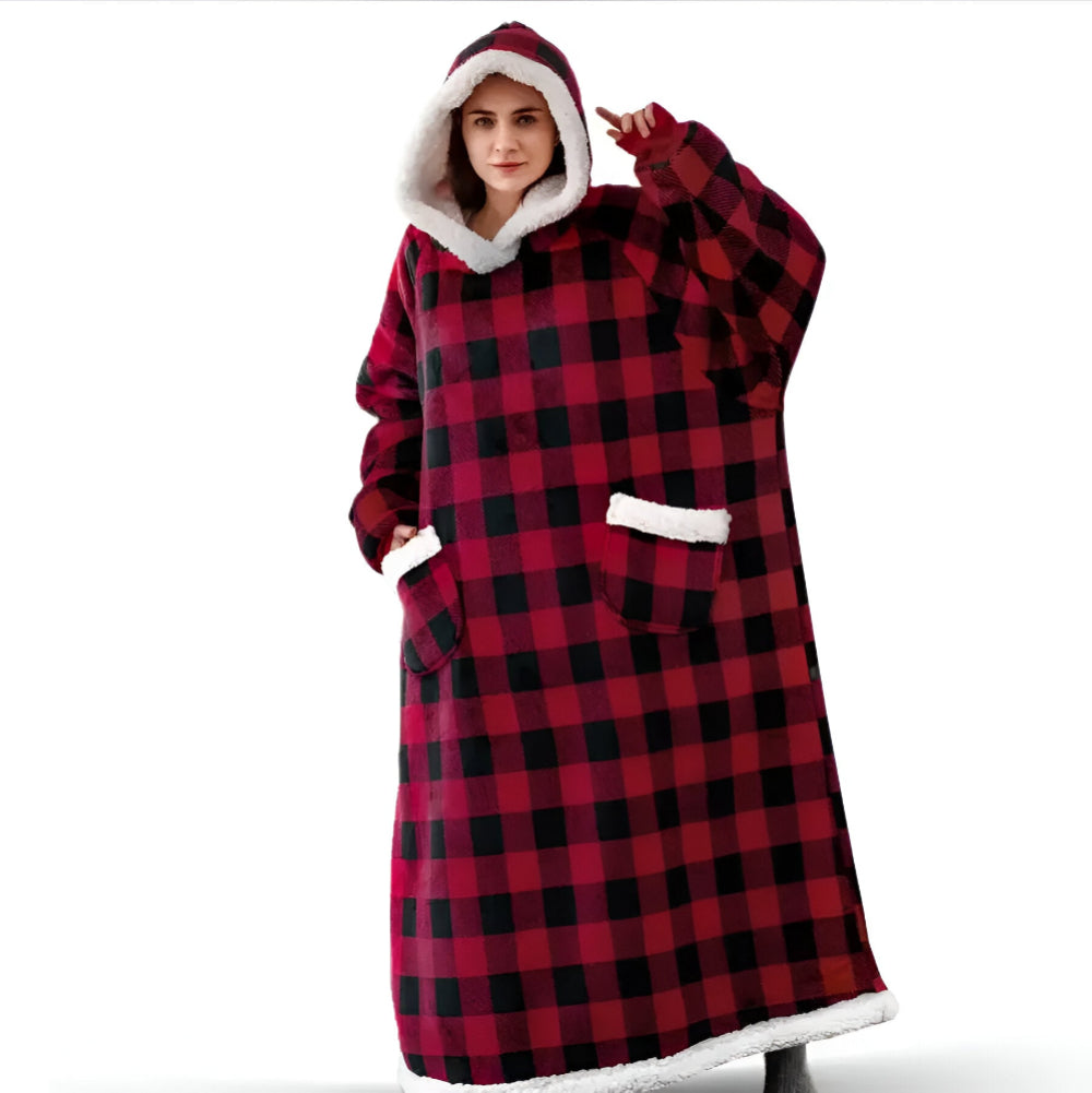 WarmWrap Hoodie Filt - Pläd i överstorlek med huva och ficka