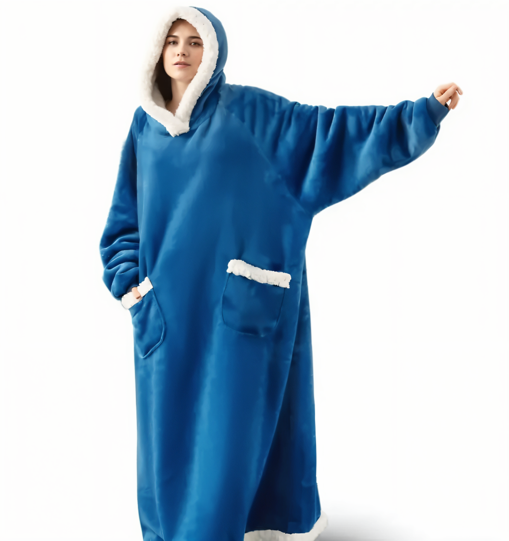 WarmWrap Hoodie Filt - Pläd i överstorlek med huva och ficka
