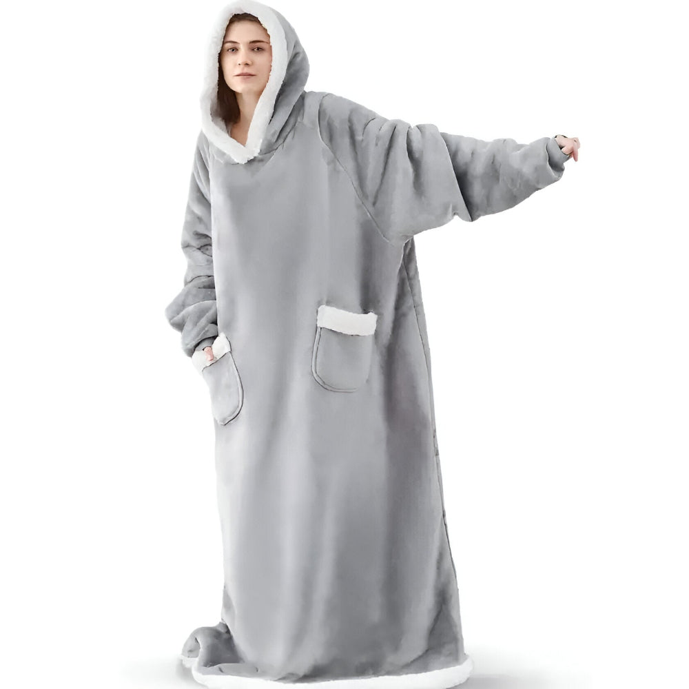 WarmWrap Hoodie Filt - Pläd i överstorlek med huva och ficka