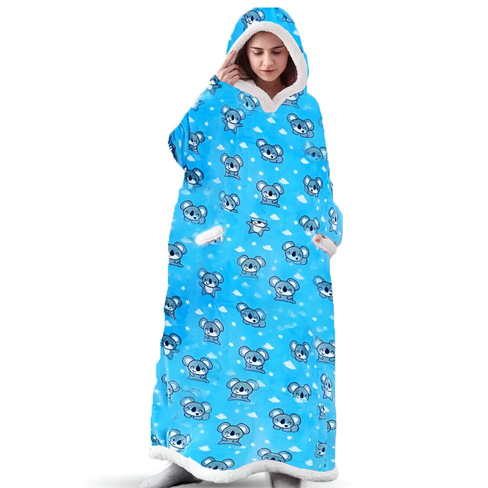 WarmWrap Hoodie Filt - Pläd i överstorlek med huva och ficka