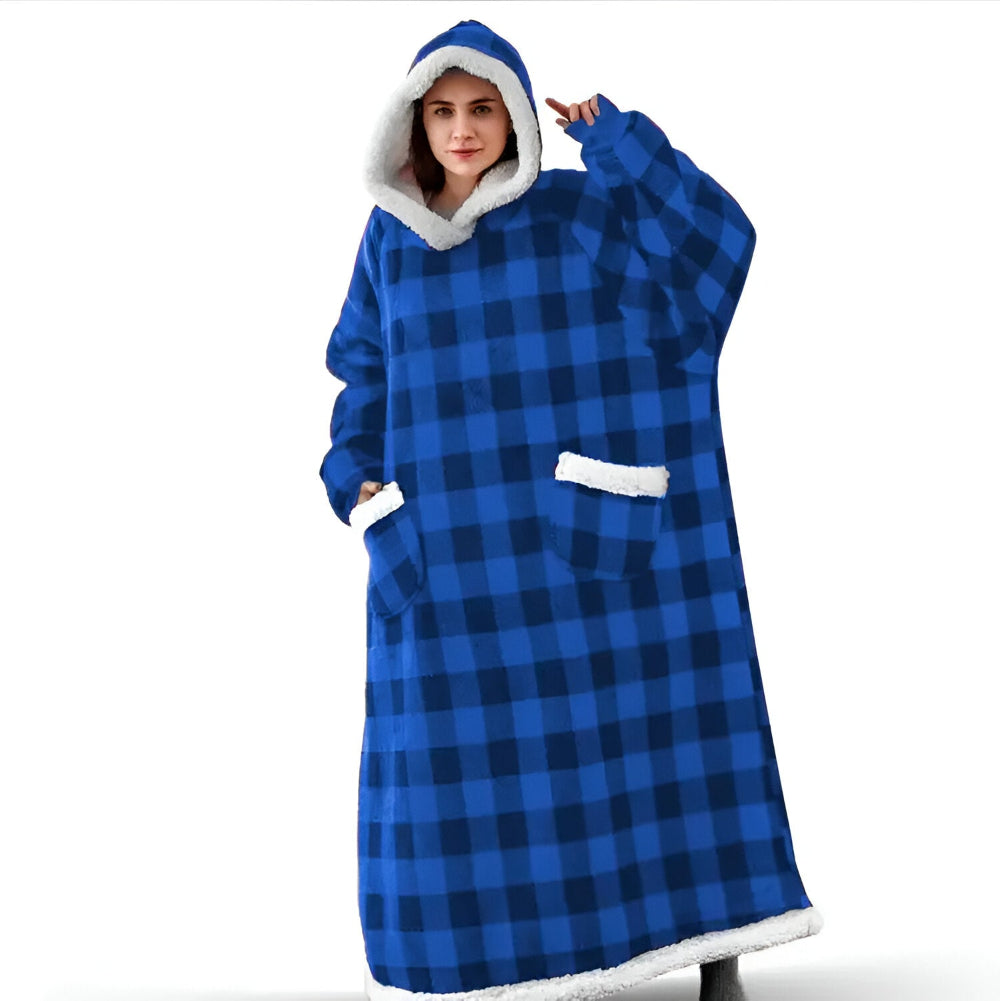 WarmWrap Hoodie Filt - Pläd i överstorlek med huva och ficka